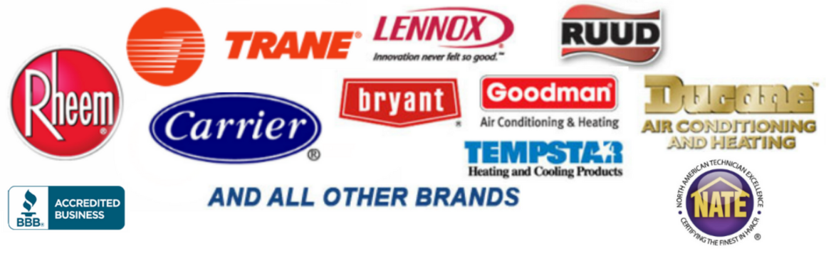 a bunch of different brands of air conditioning and heating products