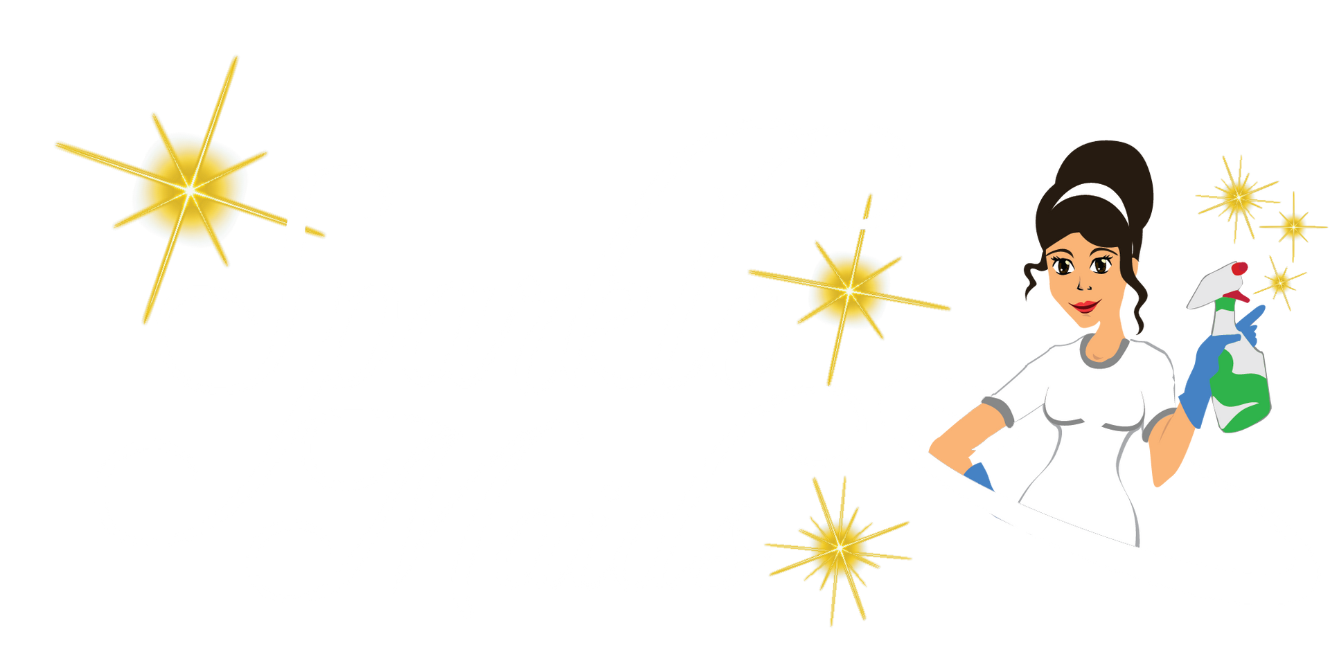 The logo for sparkle maids shows a woman holding a cleaning spray bottle.