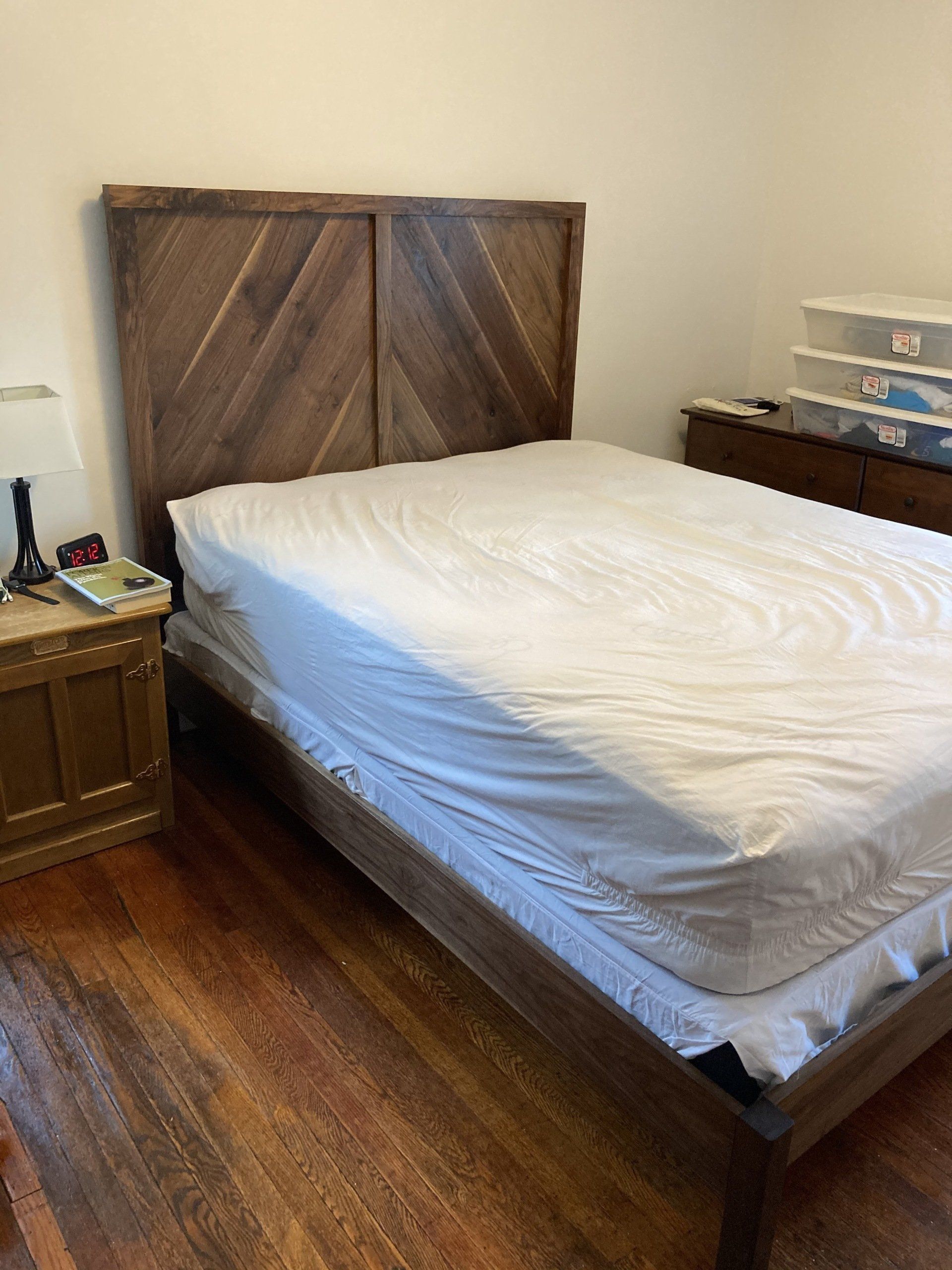Chevron Walnut Bed Frame