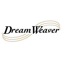 DreamWeaver logo with black text and gold curved lines.