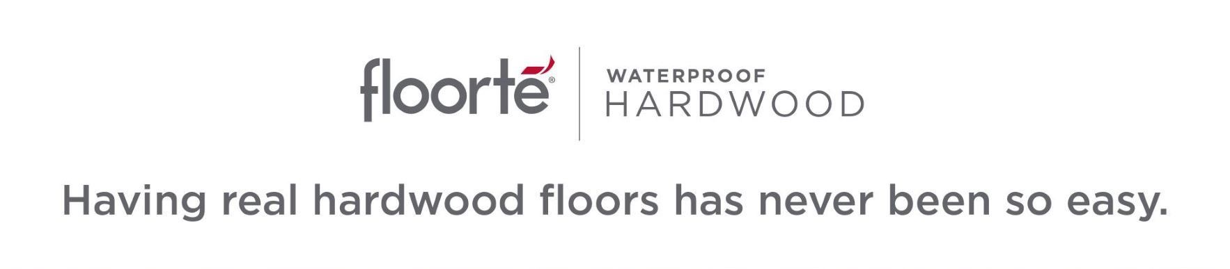 Floorte waterproof hardwood flooring logo with tagline 