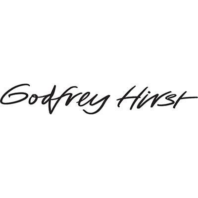 Godfrey Hirst logo in cursive black font.