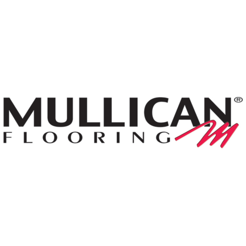 Mullican Flooring logo with black text and a red stylized 