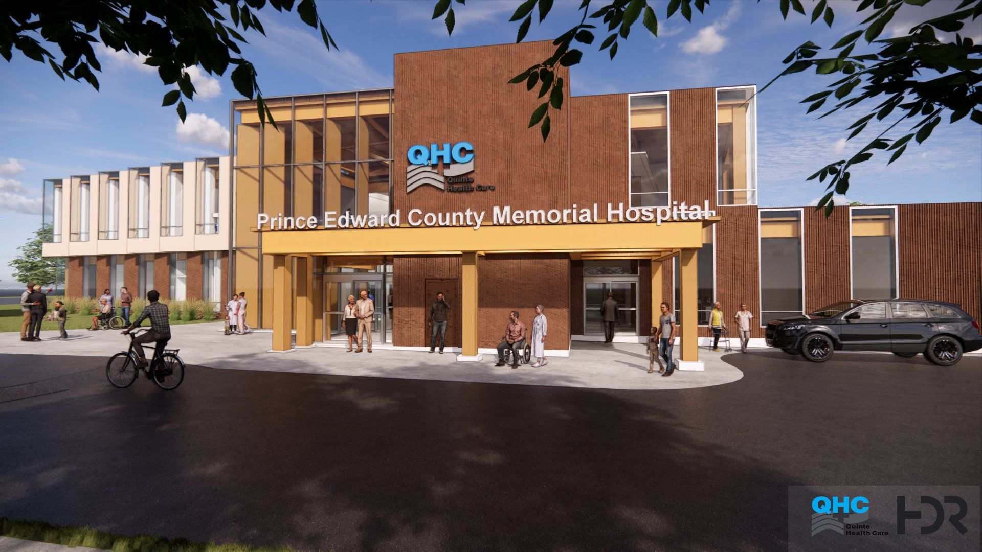 Early architectural rendering of new hospital