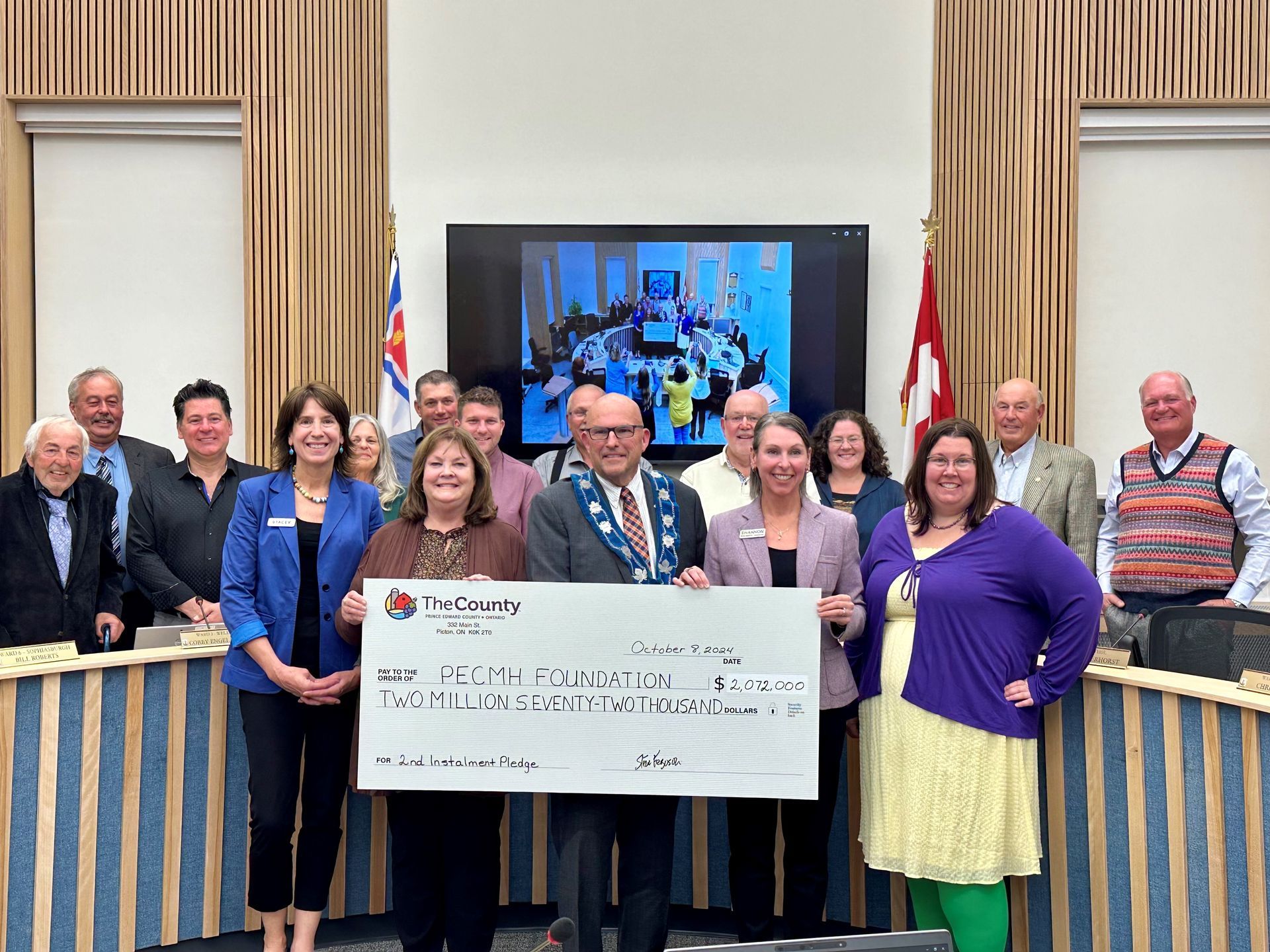 Group shot at Shire Hall to celebrate the municipality's investment.