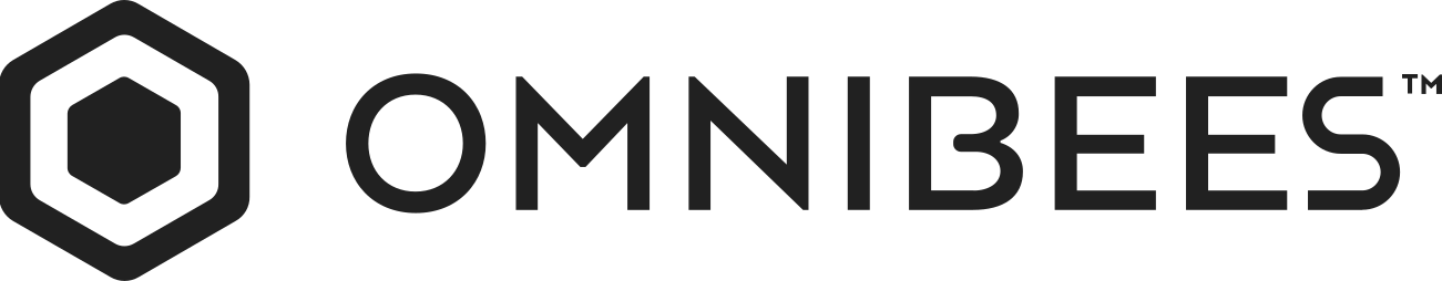 Um logotipo preto e branco para omnibees em um fundo branco.