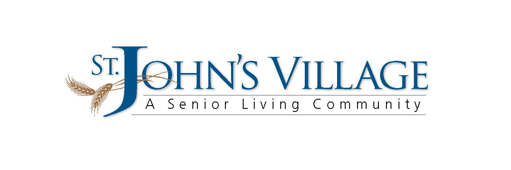 The logo for st. john's village a senior living community