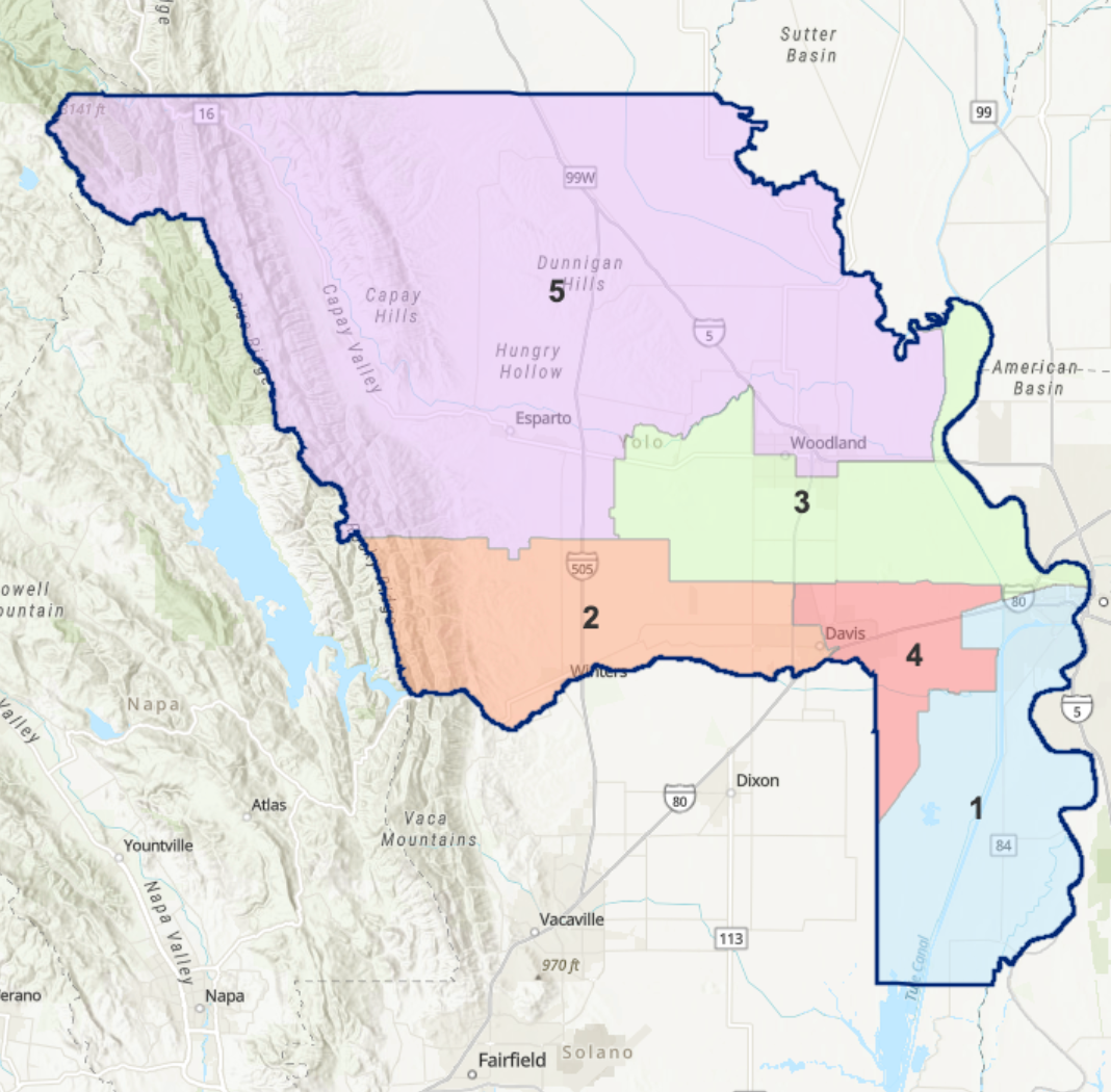 A map of a county with a river in the middle