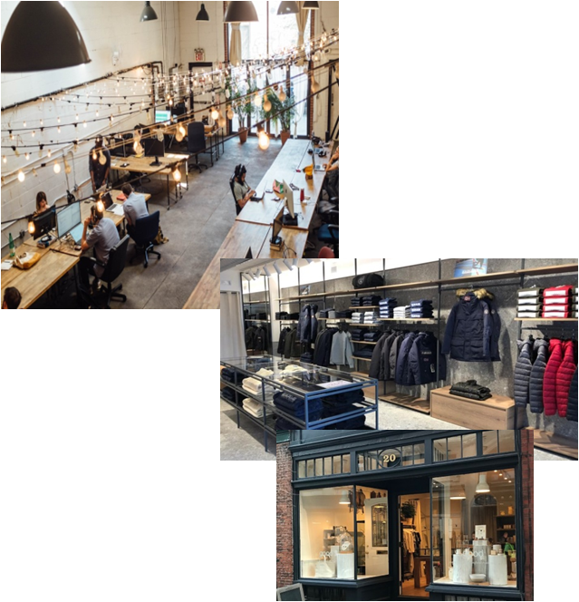Open work space and shops