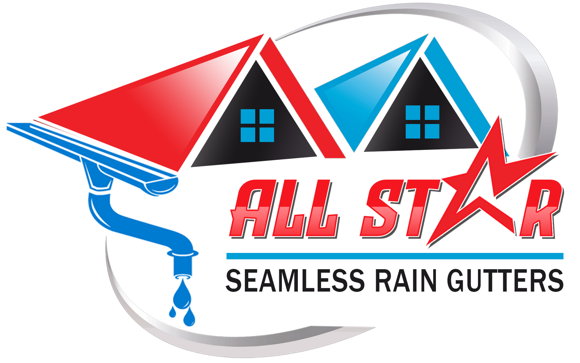 A logo for all star seamless rain gutters