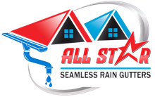 A logo for all star seamless rain gutters