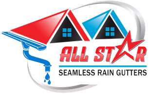 A logo for all star seamless rain gutters