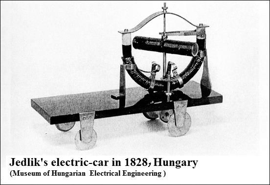Electric model car designed by Ányos István Jedlik in 1828