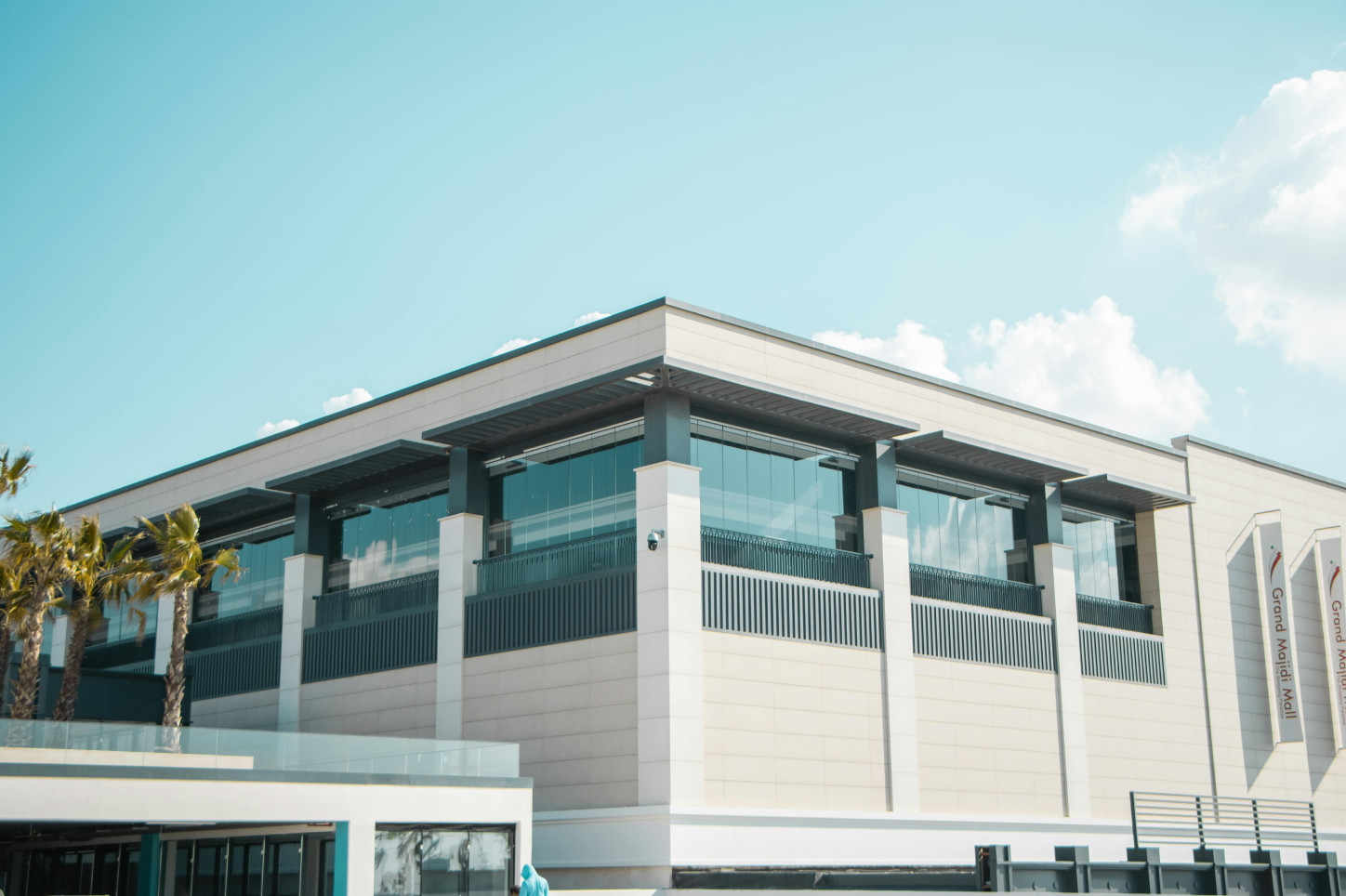 The facade of a Modern Building against a Blue Sky
