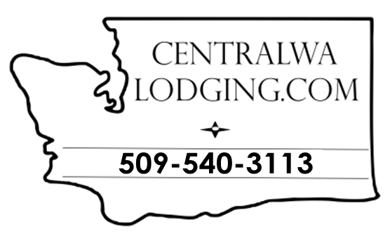 Logo for Central WA Lodging with Washington state outline, website address, and phone number.
