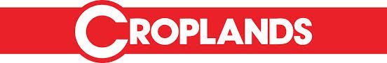 Croplands is written in white on a red background