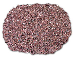 A pile of red gravel on a white background