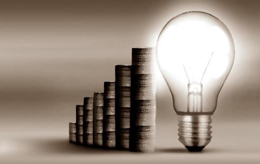 Cash and glowing light bulb