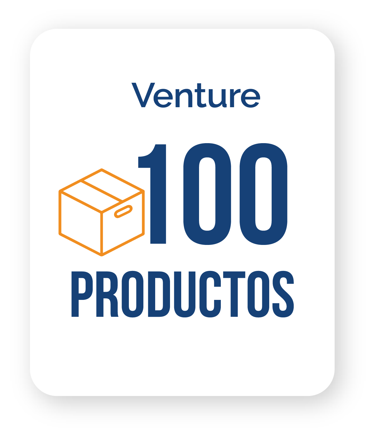Un logotipo para Venture 100 productos con una caja.