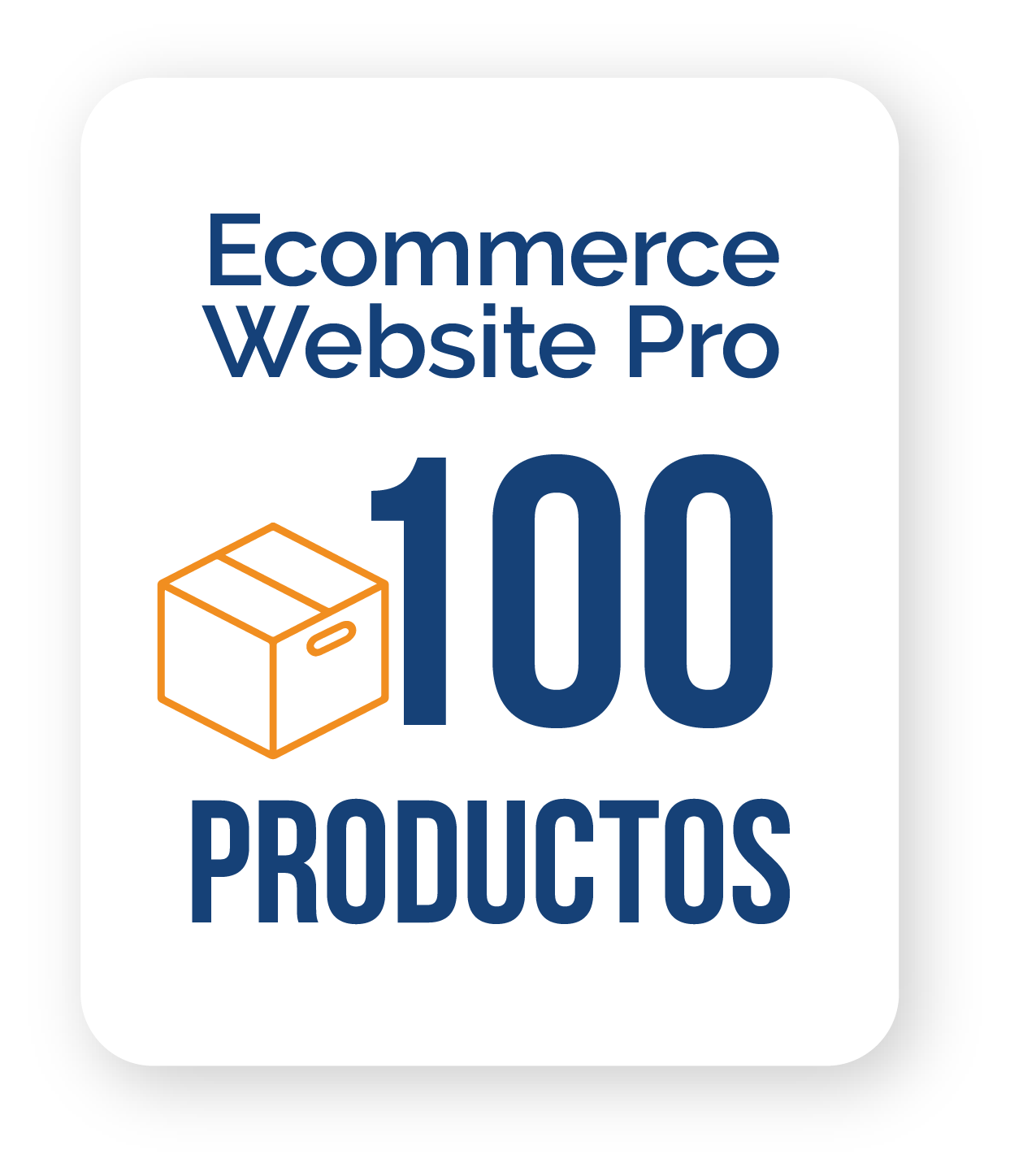Un logotipo para un sitio web de comercio electrónico con 100 productos con un cuadro.