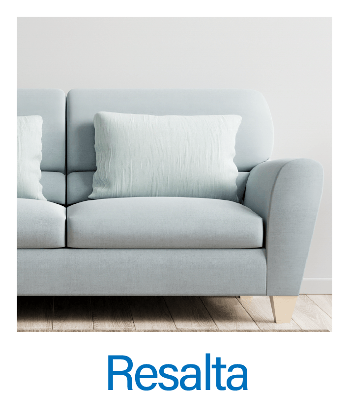 Una foto de un sofá con la palabra resalta
