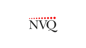 NVQ logo with black letters and a row of red dots above them on a white background