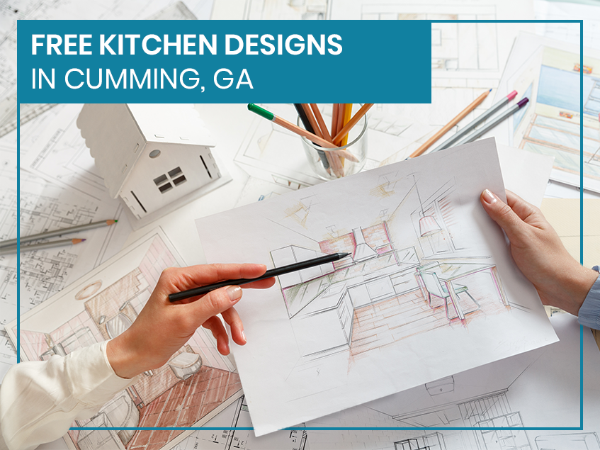 Free kitchen designs in Cumming GA showing architects sketching a modern kitchen layout