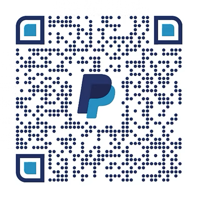 PayPal QR code in blue and white with logo centered