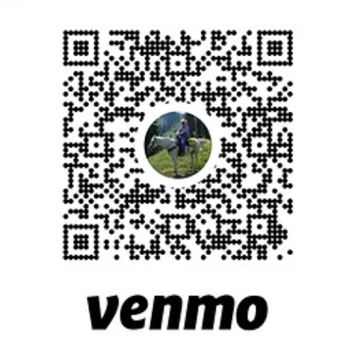 Venmo QR code with a circular profile photo in the center and the Venmo logo below