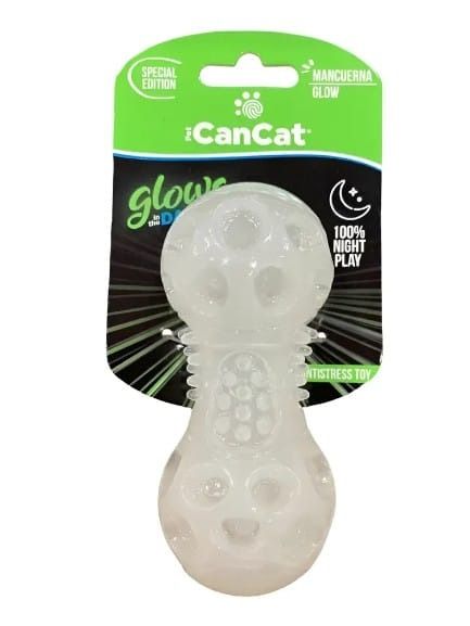 Juguete para gatos con forma de bombilla que brilla en la oscuridad con el logotipo