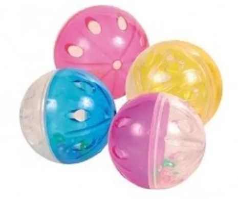 Cuatro pelotas de ejercicio de plástico de colores para hámster.