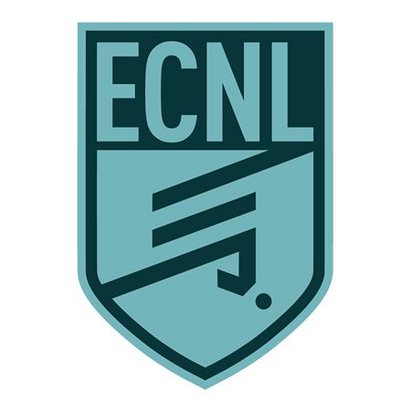 ECNL logo, shield-shaped in teal, with