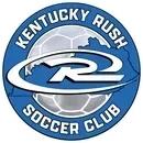 Kentucky Rush Soccer Club logo: blue and white with a soccer ball,