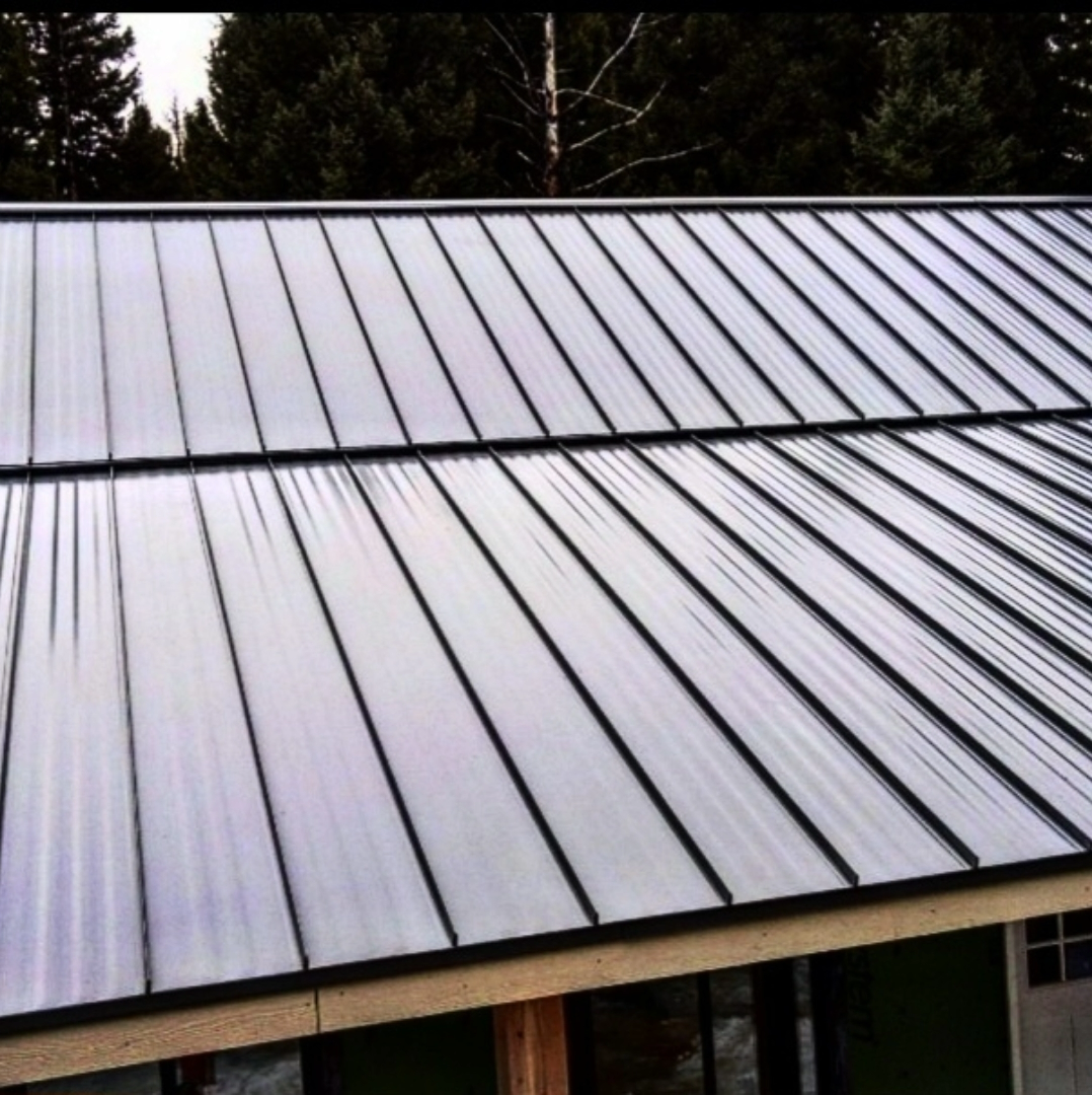 A house with a clear roof and trees in the background
