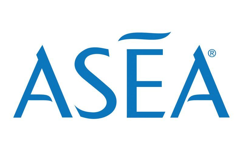 The asea logo is blue and white on a white background.