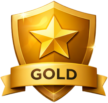 A gold ribbon with the word gold on it