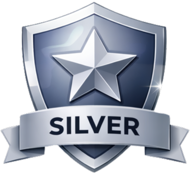 A silver ribbon with the word silver on it