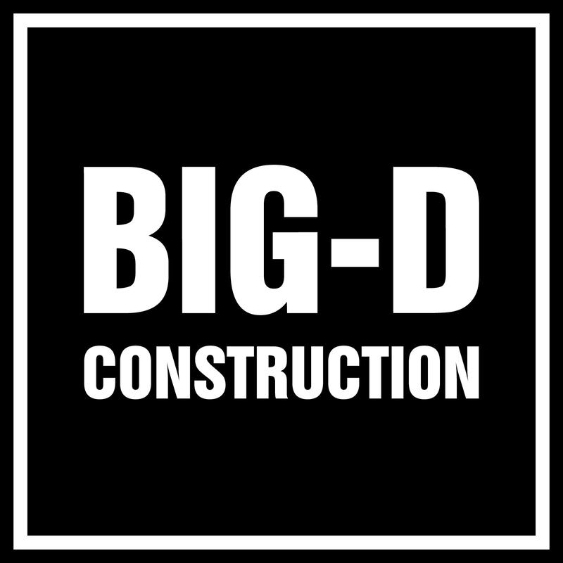 The logo for big-d construction is white on a black background.