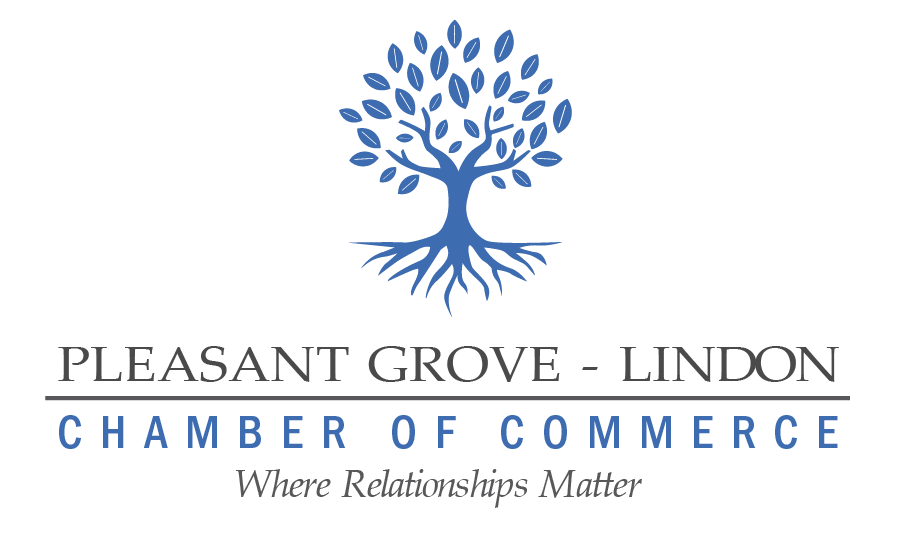 The logo for the pleasant grove lindon chamber of commerce