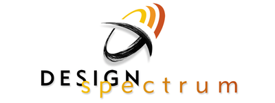 A logo for design spectrum with a drawing of a circle
