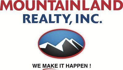 The logo for mountainland realty inc. shows a mountain in a blue oval.