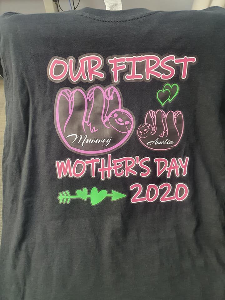 Black T-shirt With Pink and Green Mother’s Day — Al's Custom Prints in Wyong, NSW