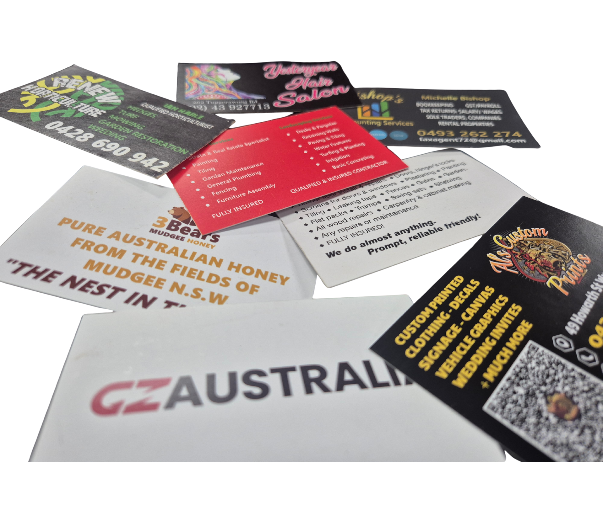 Business Cards in a Factory Setting — Al's Custom Prints in Wyong, NSW