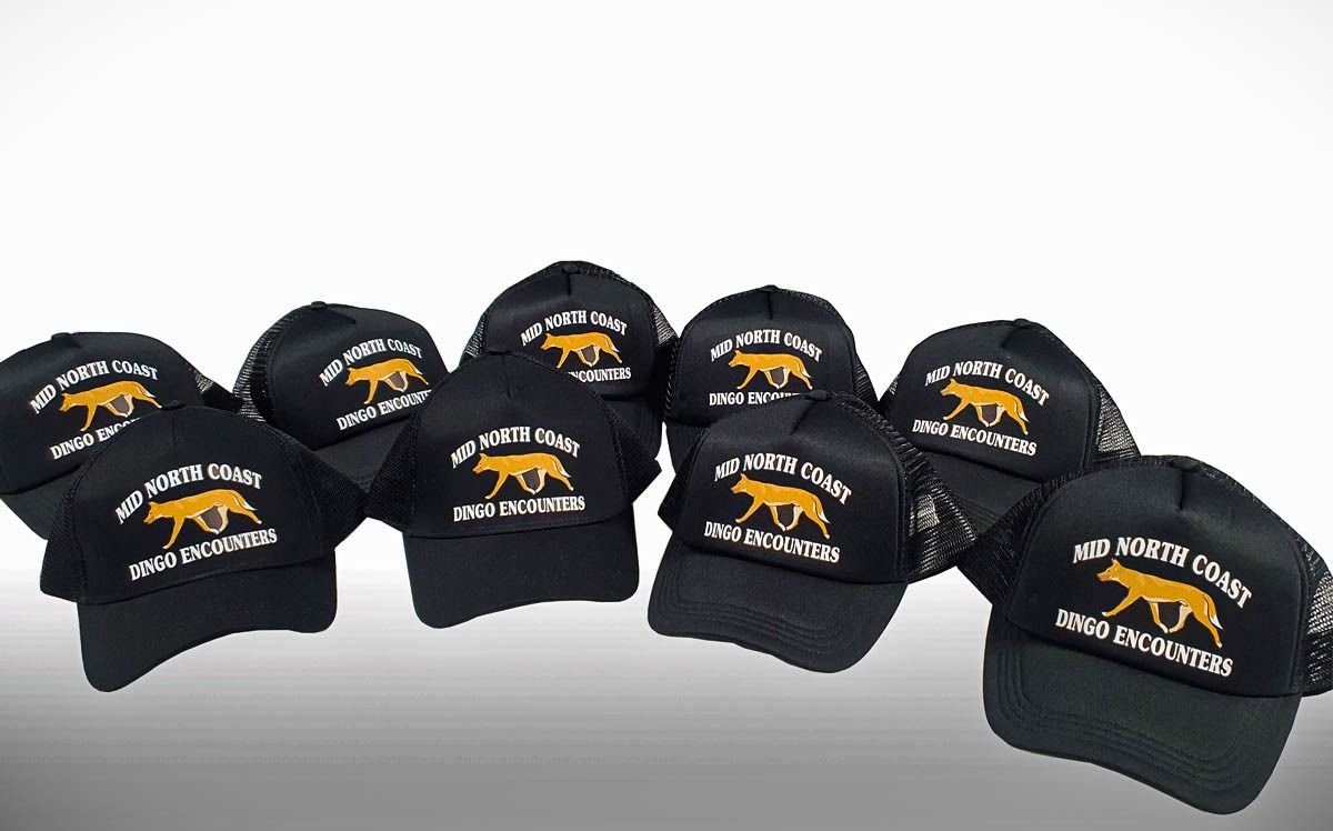 Black Baseball Caps With Yellow Logo — Al's Custom Prints in Wyong, NSW