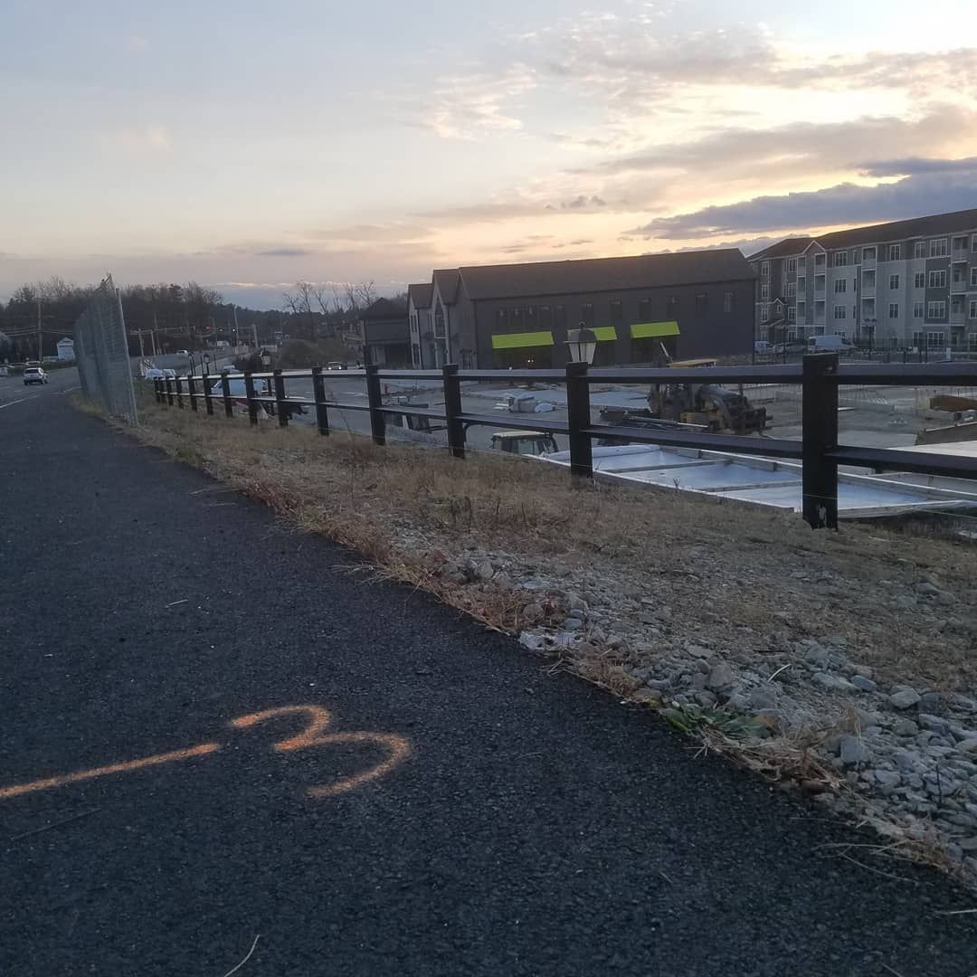 Paved path with orange 