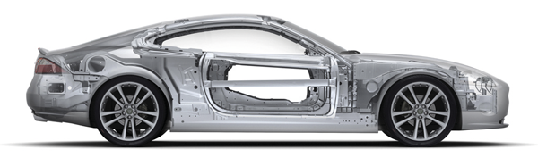 scheletro in acciaio di un'auto elettrica
