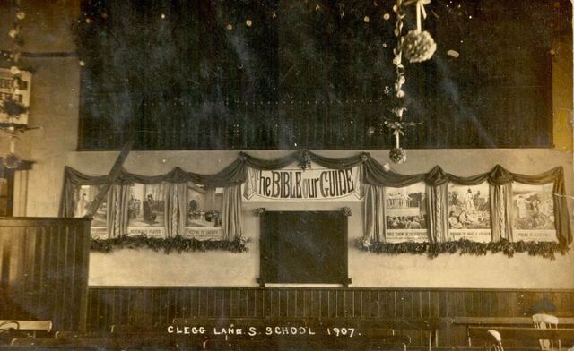 The platform in the Cleggs Lane hall