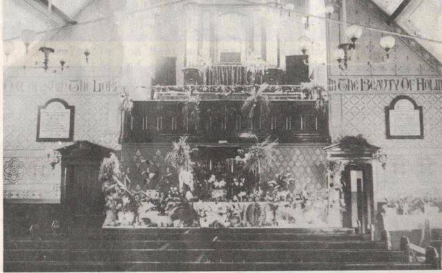 Cleggs Lane, looking to the front of church, with the old organ, removed in 1936