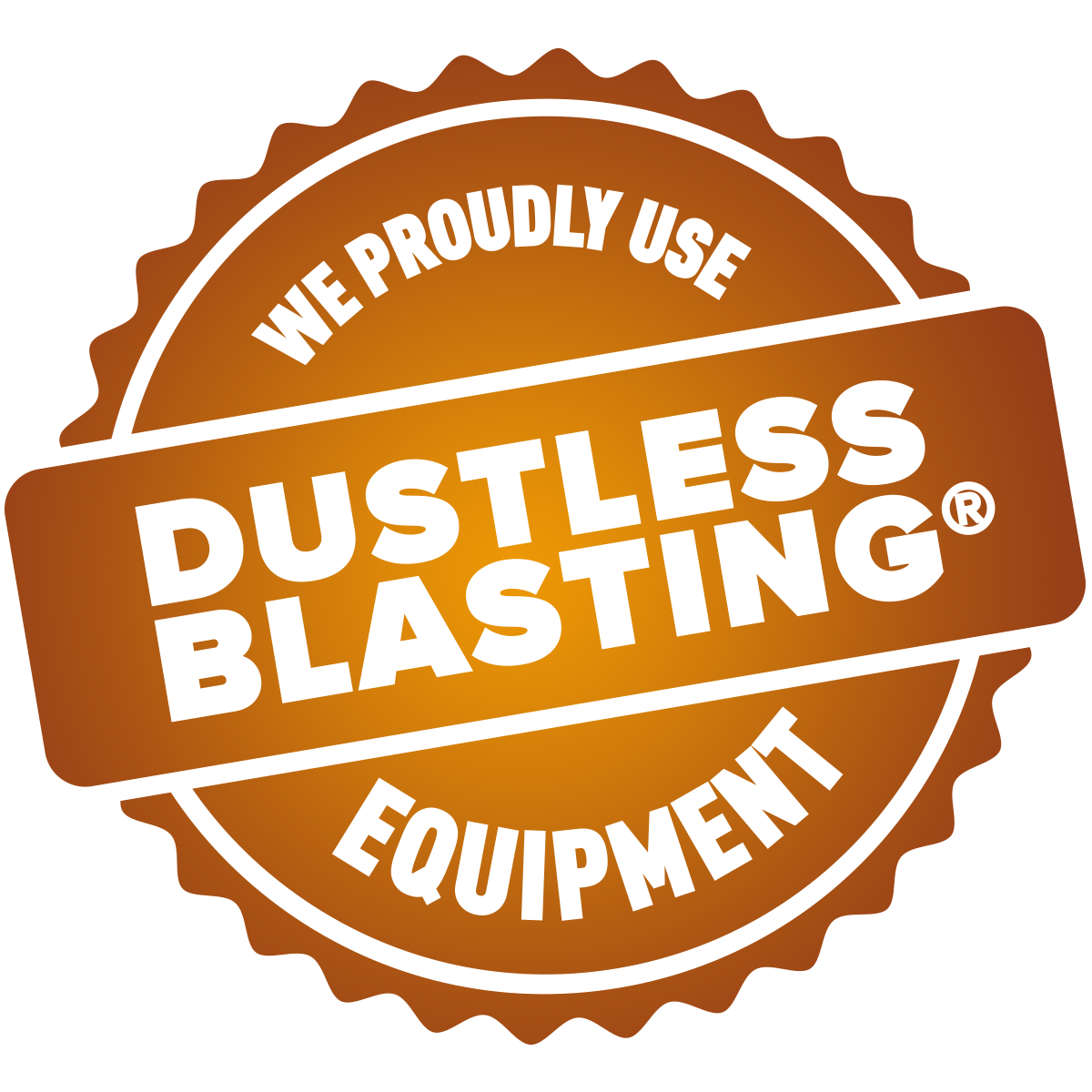 we proudly use dustless blasting equipment badge