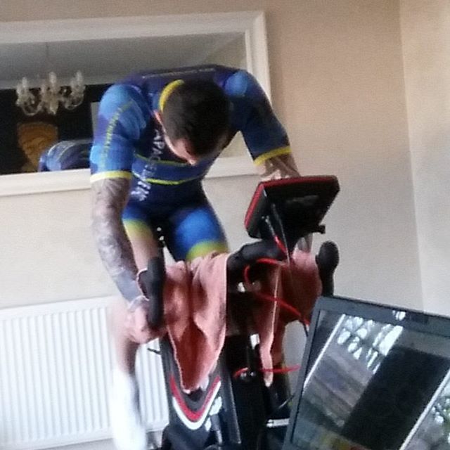 Apache Brave Racing rider having an FTP test, using cycle power meter